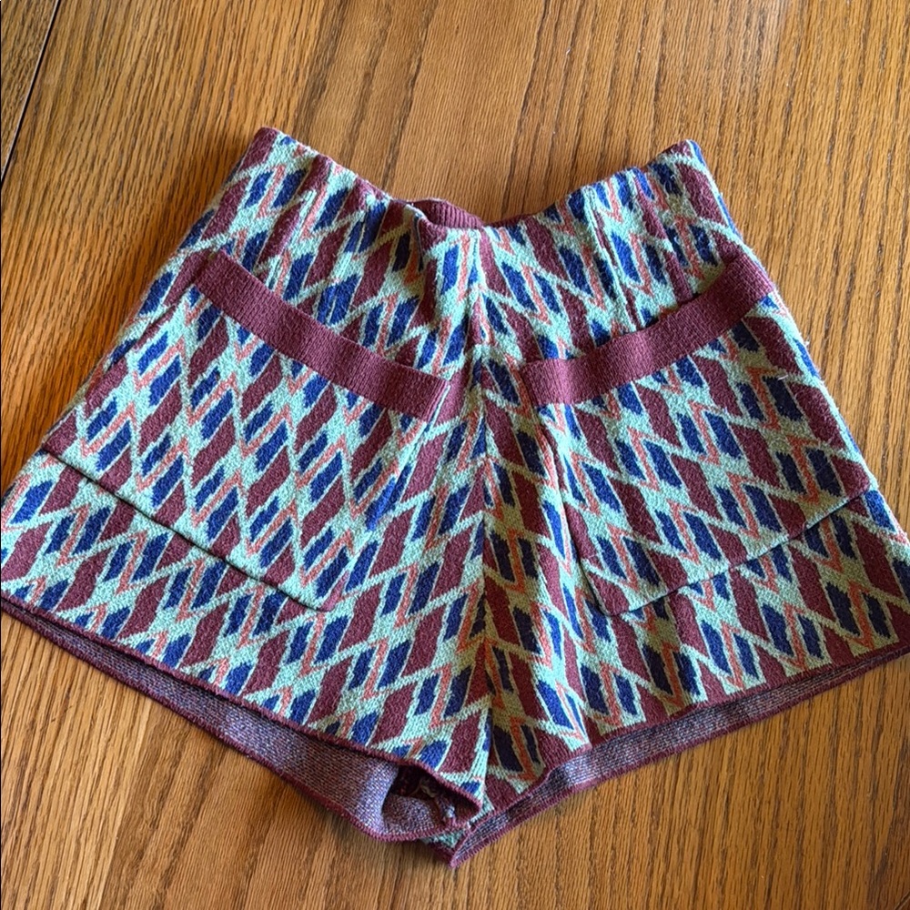 Free People High Waist Blue and Red Shorts
